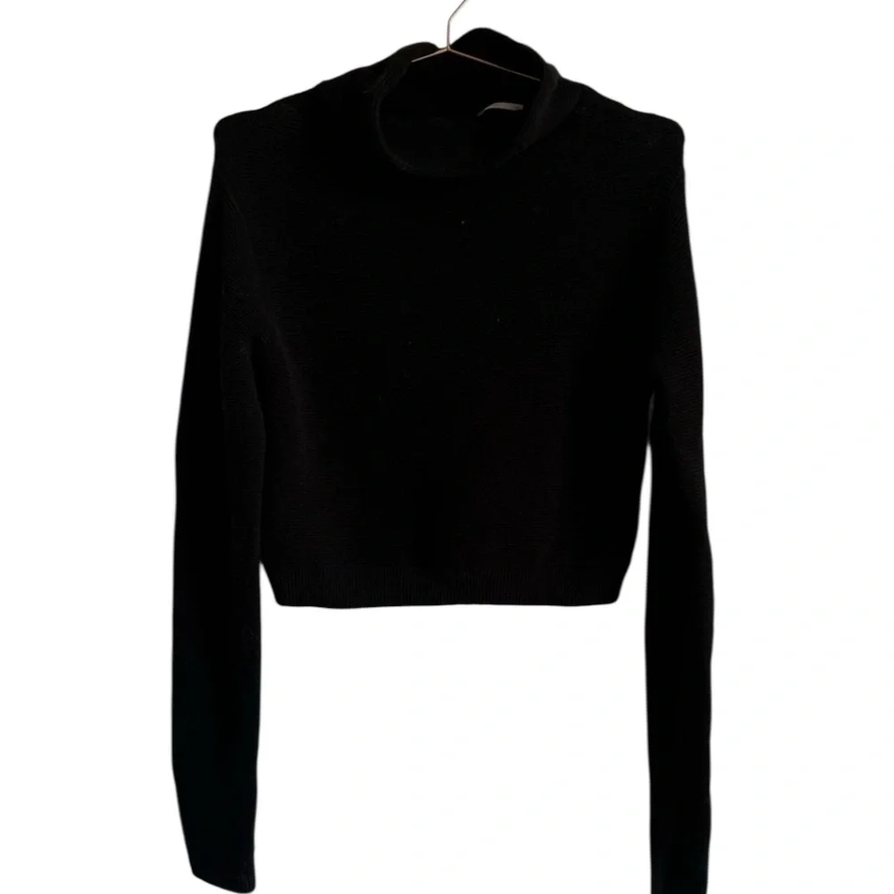 Free People Ottoman Mock Neck Pullover Black size Medium
